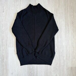 Maeve by Anthropologie Sweater Mock Neck OS Textured Knit Tunic Black Women XS